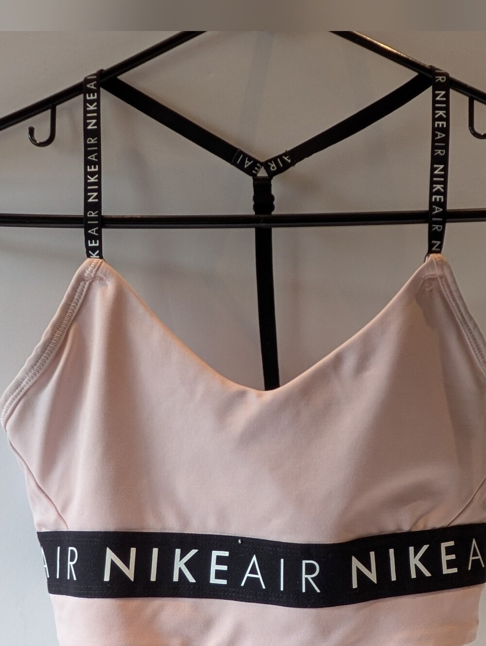 Nike Pink Sports Bralette with Black Branded Band And T Racer Back
